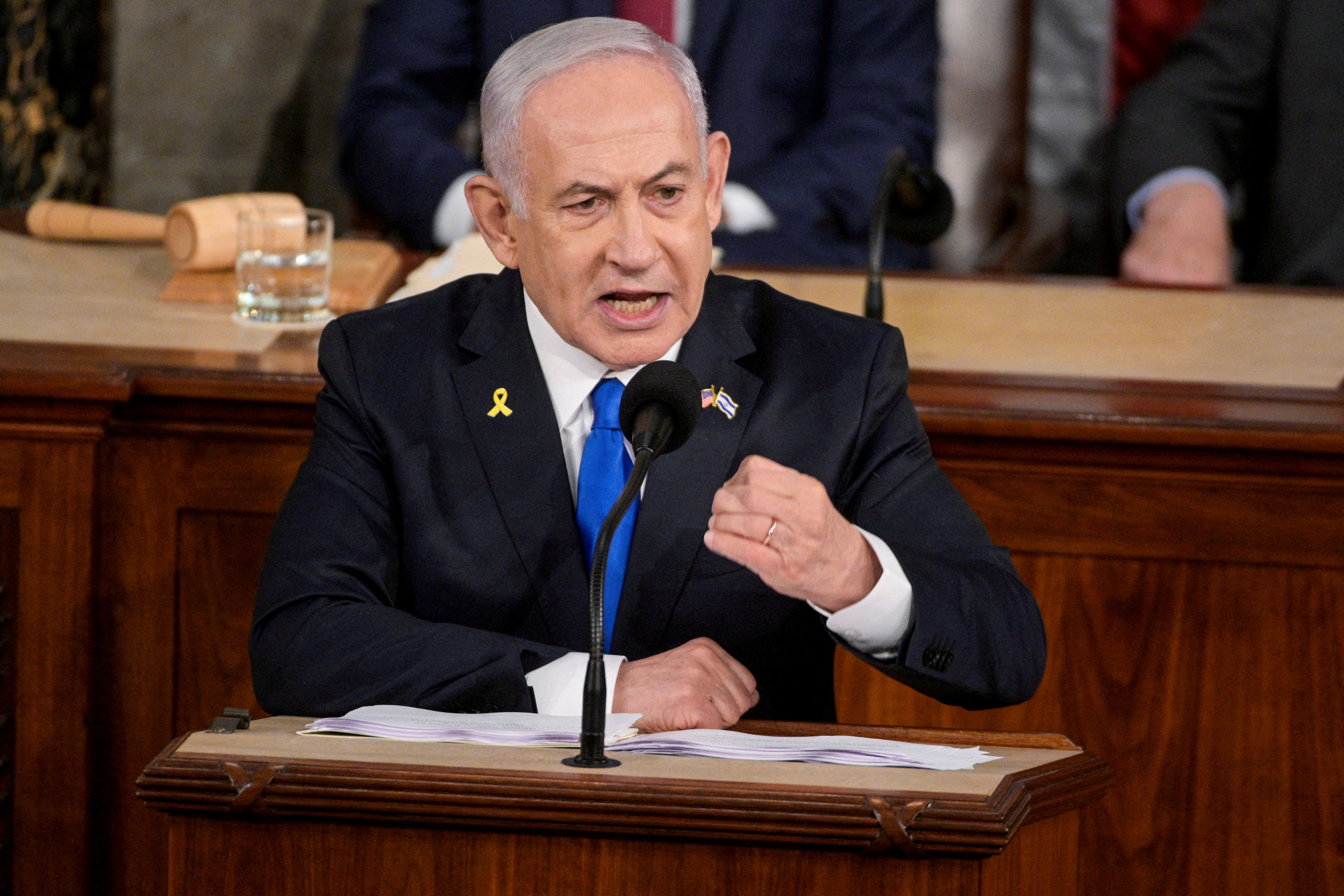 FILE PHOTO: Israeli Prime Minister Benjamin Netanyahu addresses a joint meeting of Congress in Washington