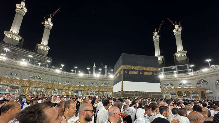 Pilgrims circle Kaaba in Mecca