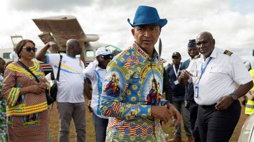 FILE PHOTO: Congolese Presidential candidate Moise Katumbi arrives at the Beni airport after holding a campaign rally in the town of Butembo