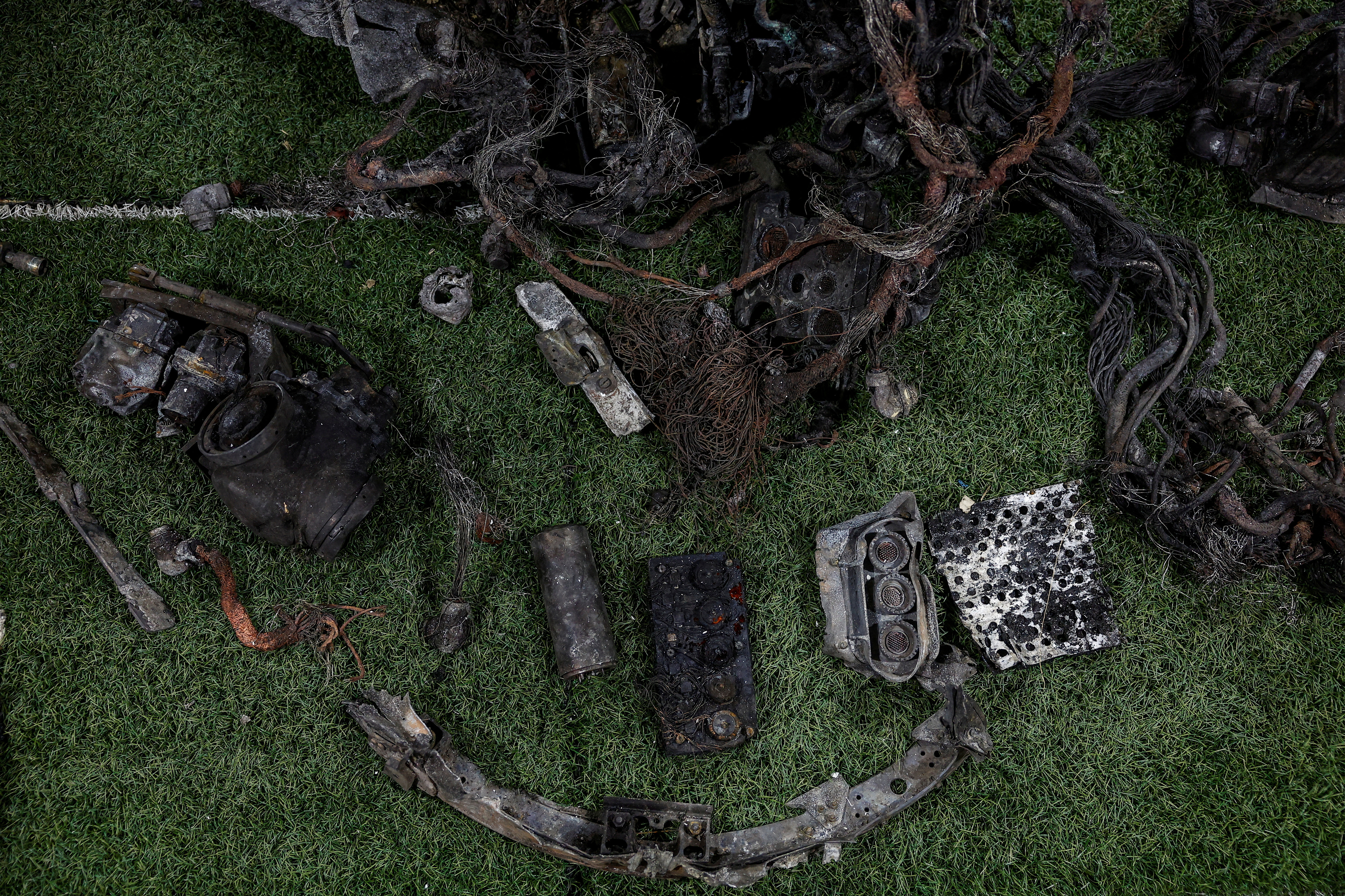 FILE PHOTO: Parts of ballistic missile used by Russia in strike towards Dnipro city are displayed at undisclosed location