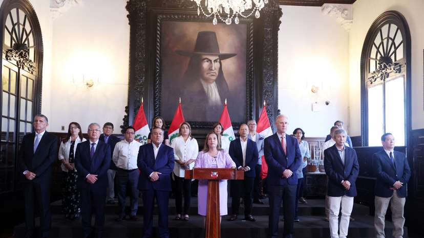 Peru's President Dina Boluarte addresses the nation after Peruvian prosecutors raided her home, in Lima