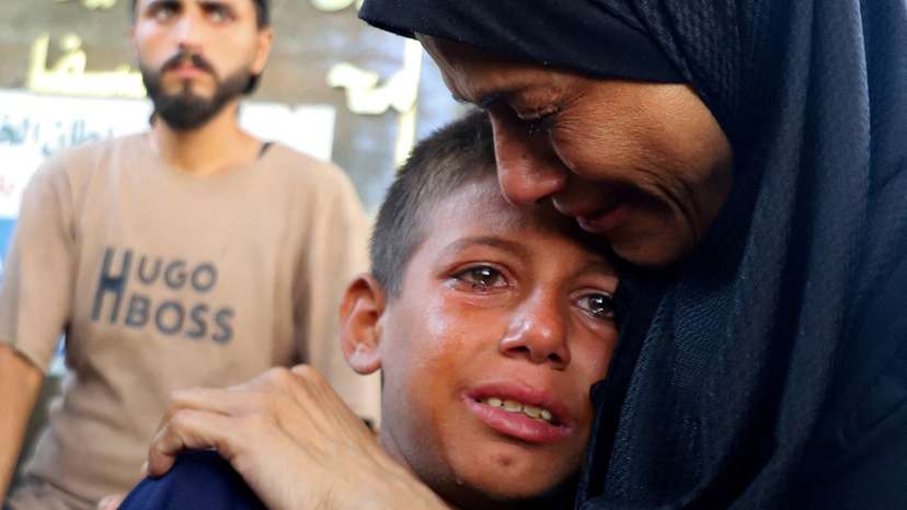 Funeral of Palestinians killed in Israeli fire while seeking aid on Wednesday, in Gaza City