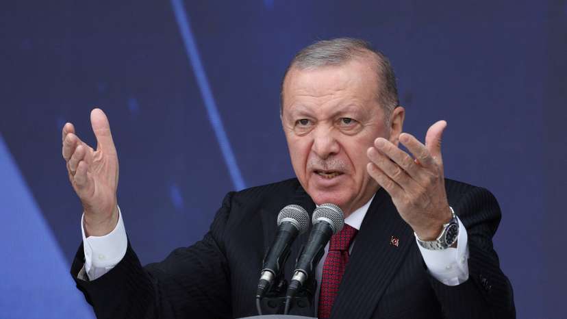 Turkish President Erdogan speaks during a ceremony in Istanbul