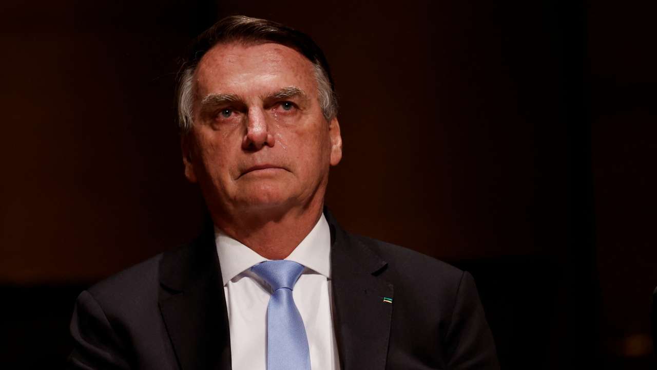 Brazil's former President Jair Bolsonaro attends an event at the Municipal Theatre in Sao Paulo