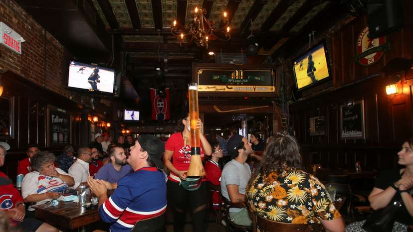 Montreal Canadiens hockey fans watch the second away game of the Stanley Cup Finals
