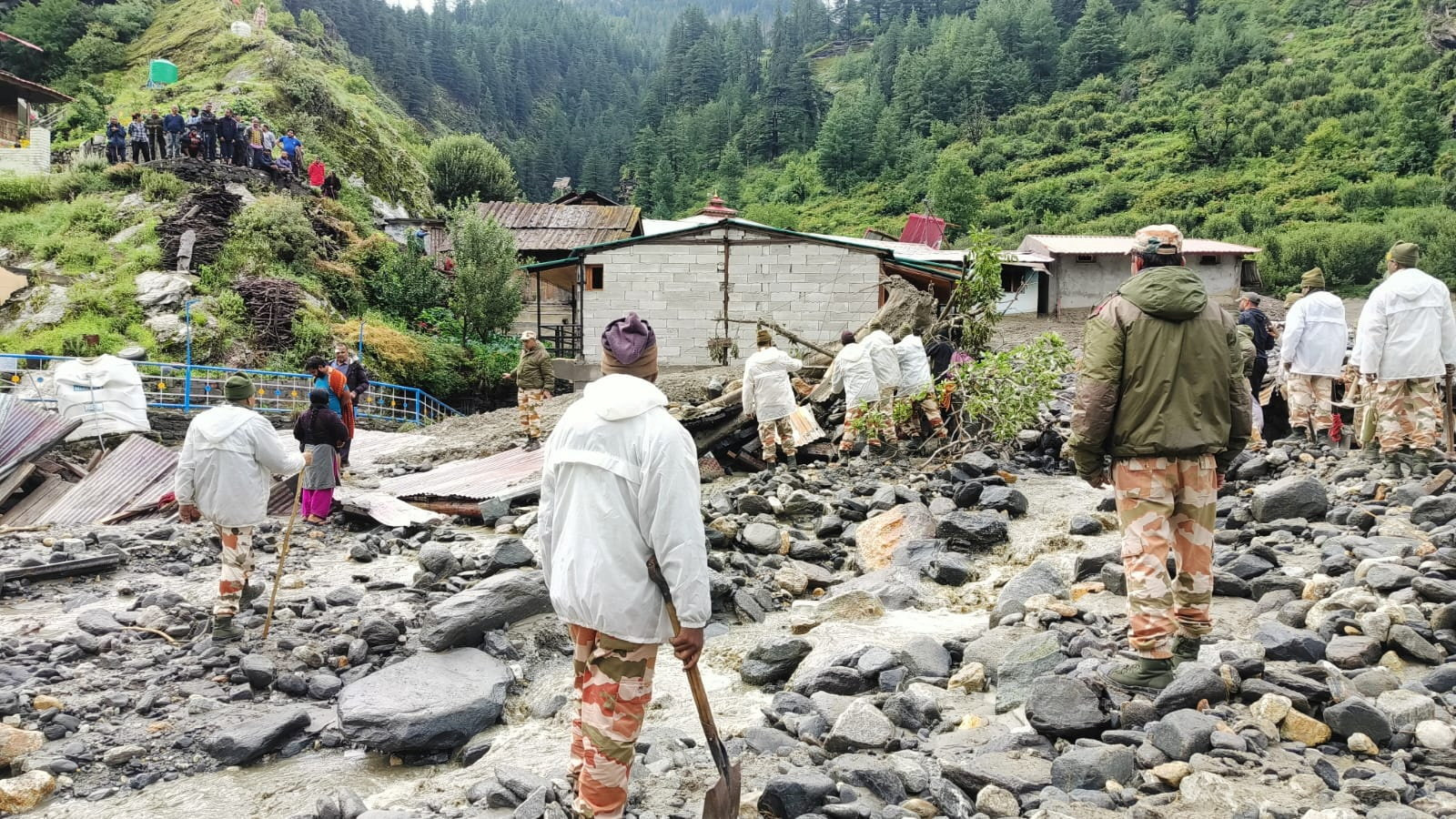 Rescue operations amid heavy rains in Dharali