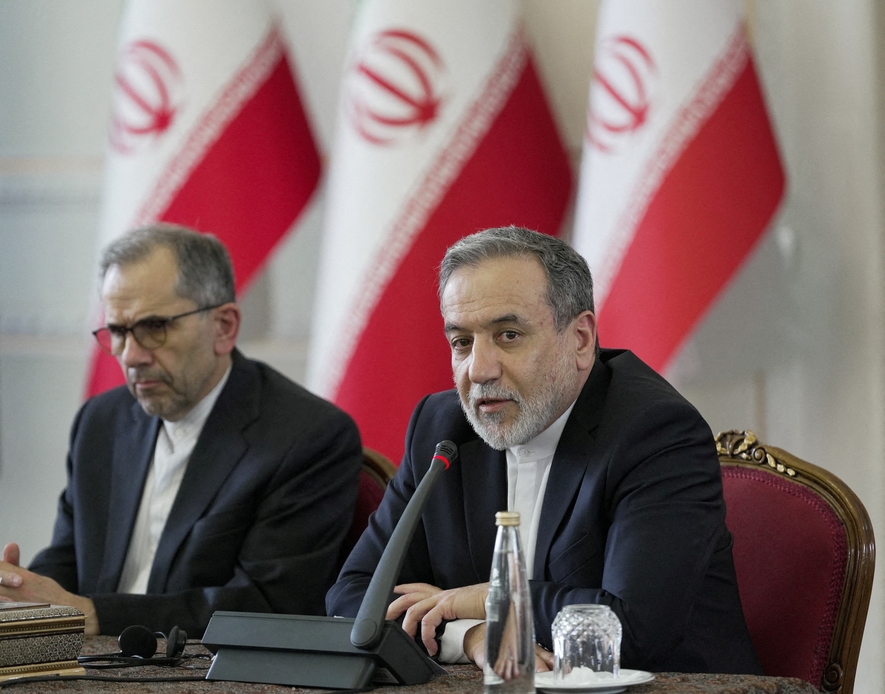 FILE PHOTO: Iranian Foreign Minister Abbas Araqchi speaks during a meeting with foreign ambassadors in Tehran