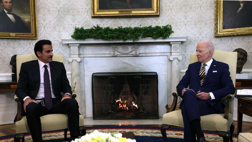 U.S. President Joe Biden holds a bilateral meeting with Qatar's Emir Sheikh Tamim bin Hamad al-Thani