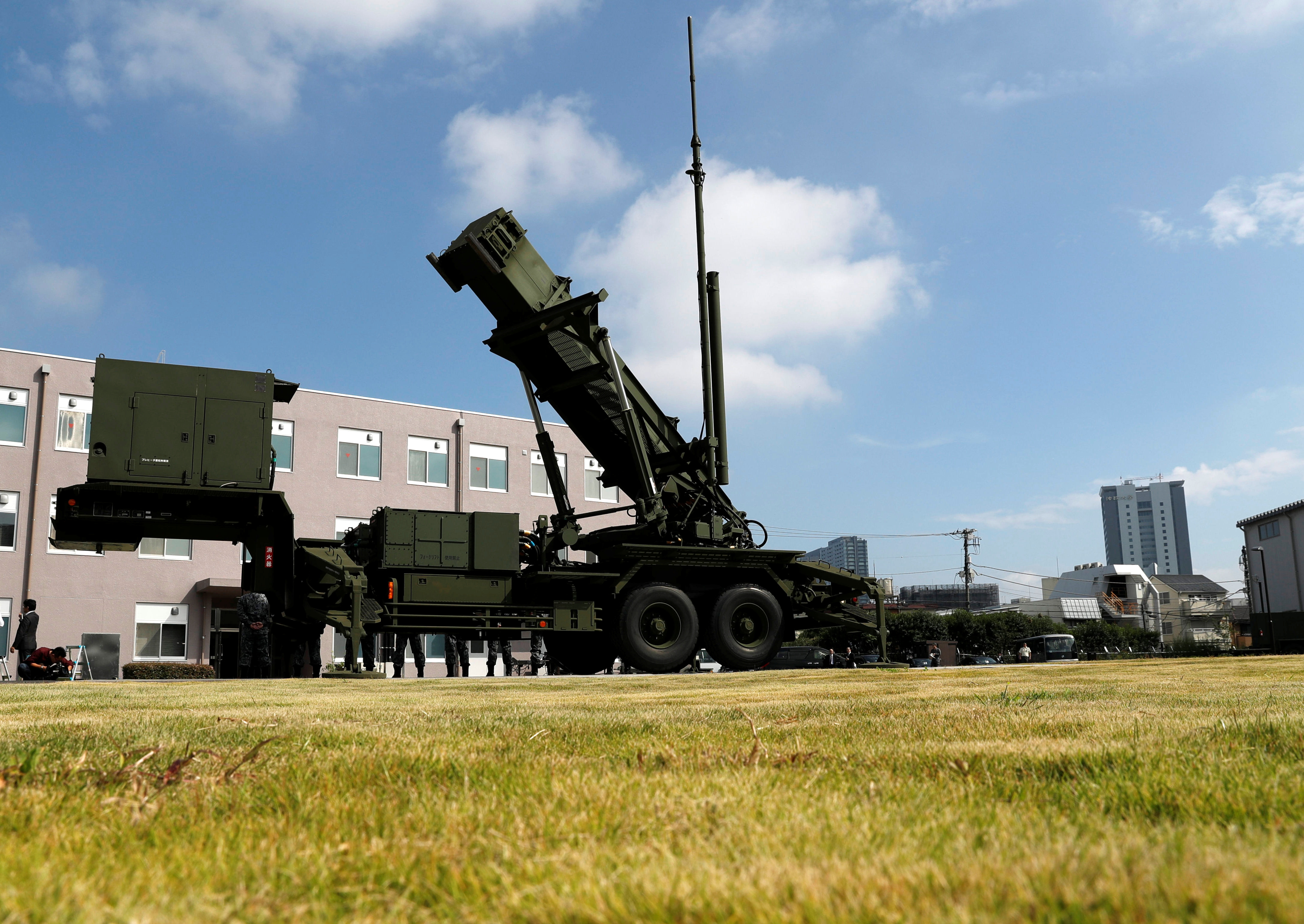 FILE PHOTO: A Patriot Advanced Capability-3 (PAC-3) missile unit is seen  at the Defense Ministry in Tokyo