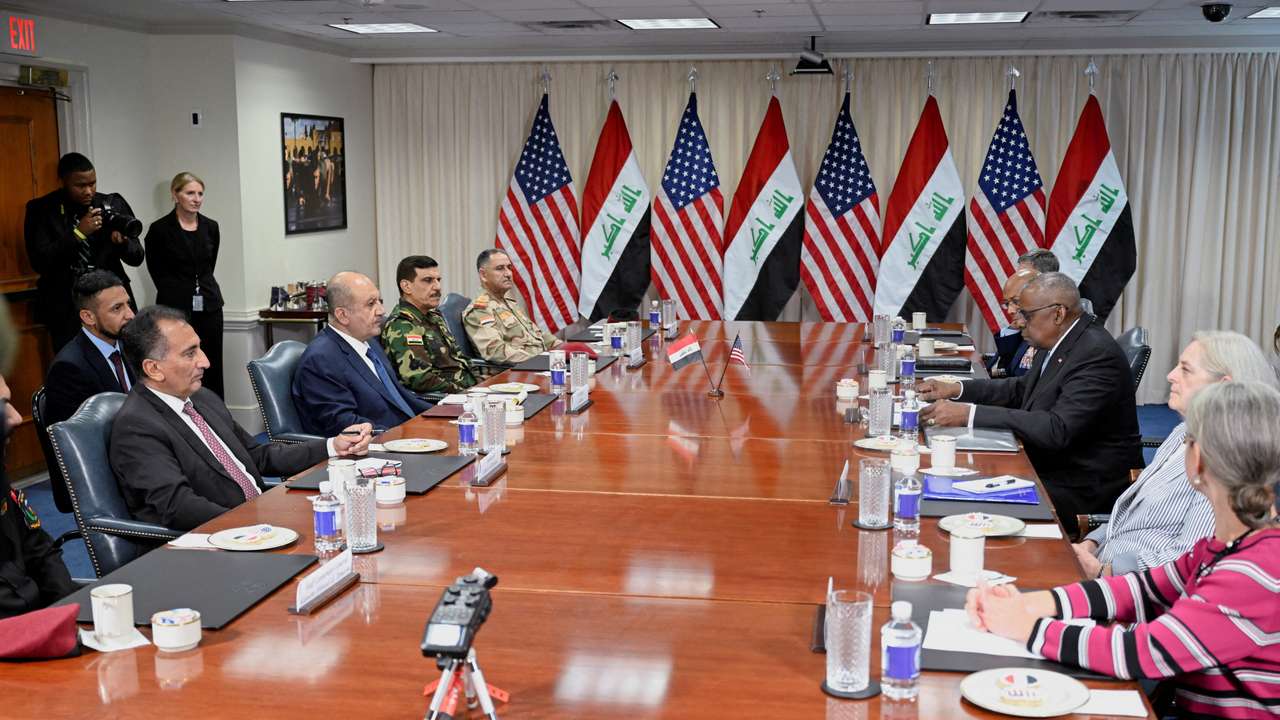 FILE PHOTO: U.S. Defense Secretary Lloyd Austin meets with Iraq Defense Minister