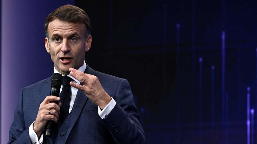 France's President Emmanuel Macron attends "Adopt AI" international summit on artificial intelligence, in Paris