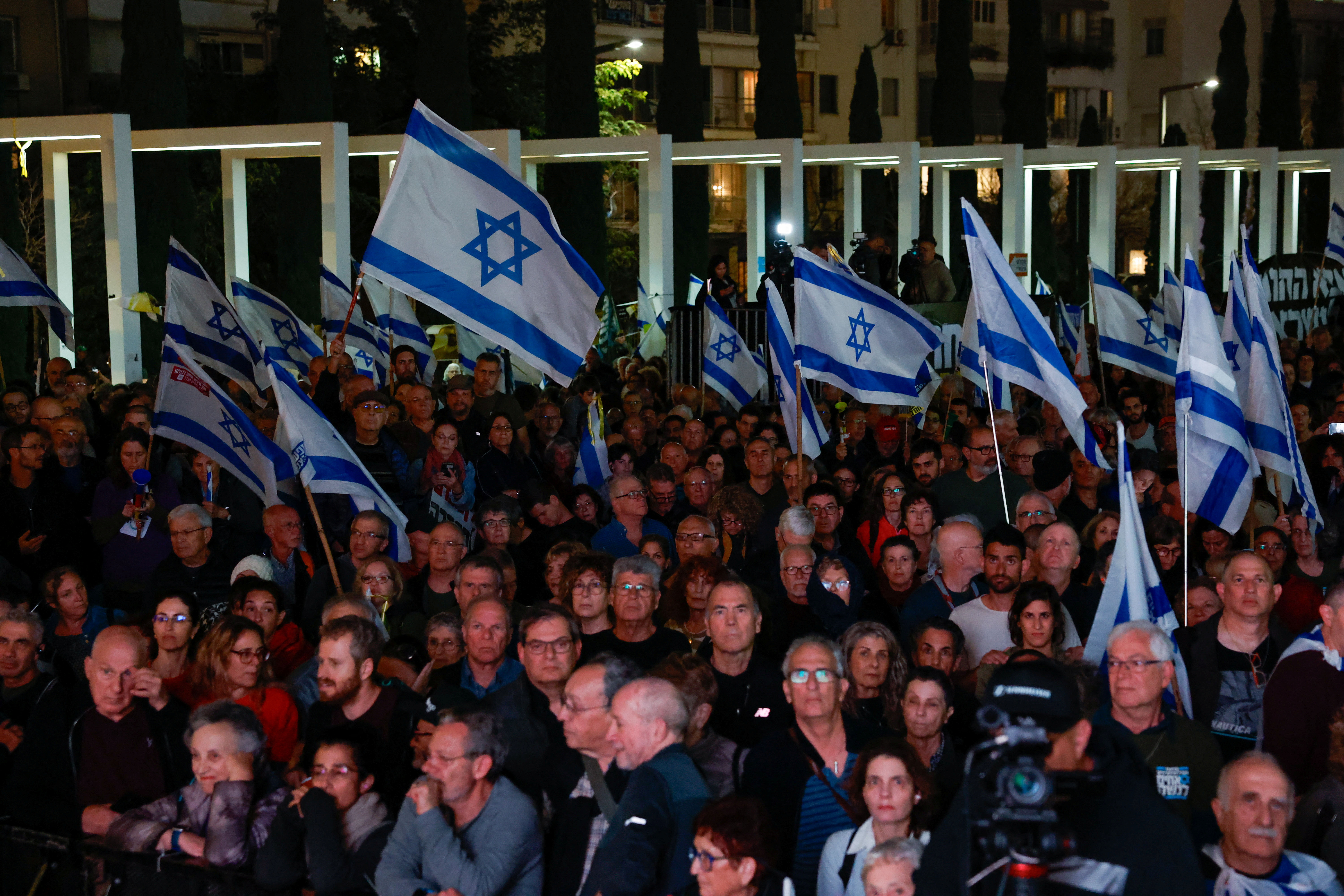 Demonstration calling for the return of hostages held in Gaza since October 7 and against Israeli PM Netanyahu's coalition government, in Tel Aviv