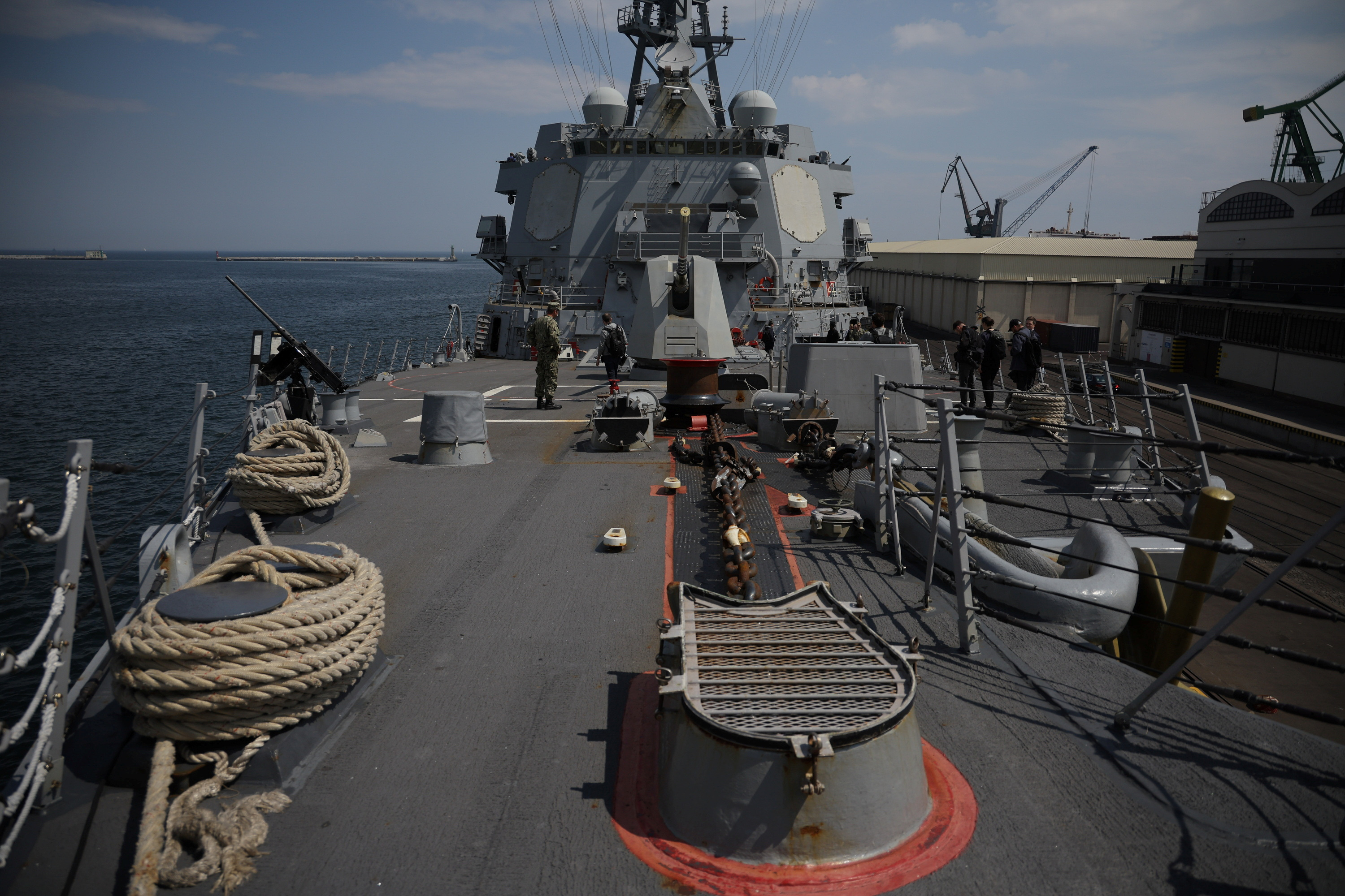 U.S. Navy's warship USS Gravely docked in the Baltic sea port city of Gdynia