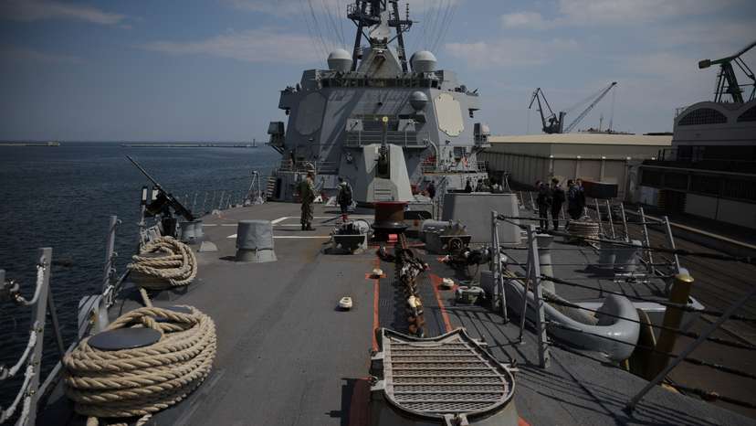 U.S. Navy's warship USS Gravely docked in the Baltic sea port city of Gdynia