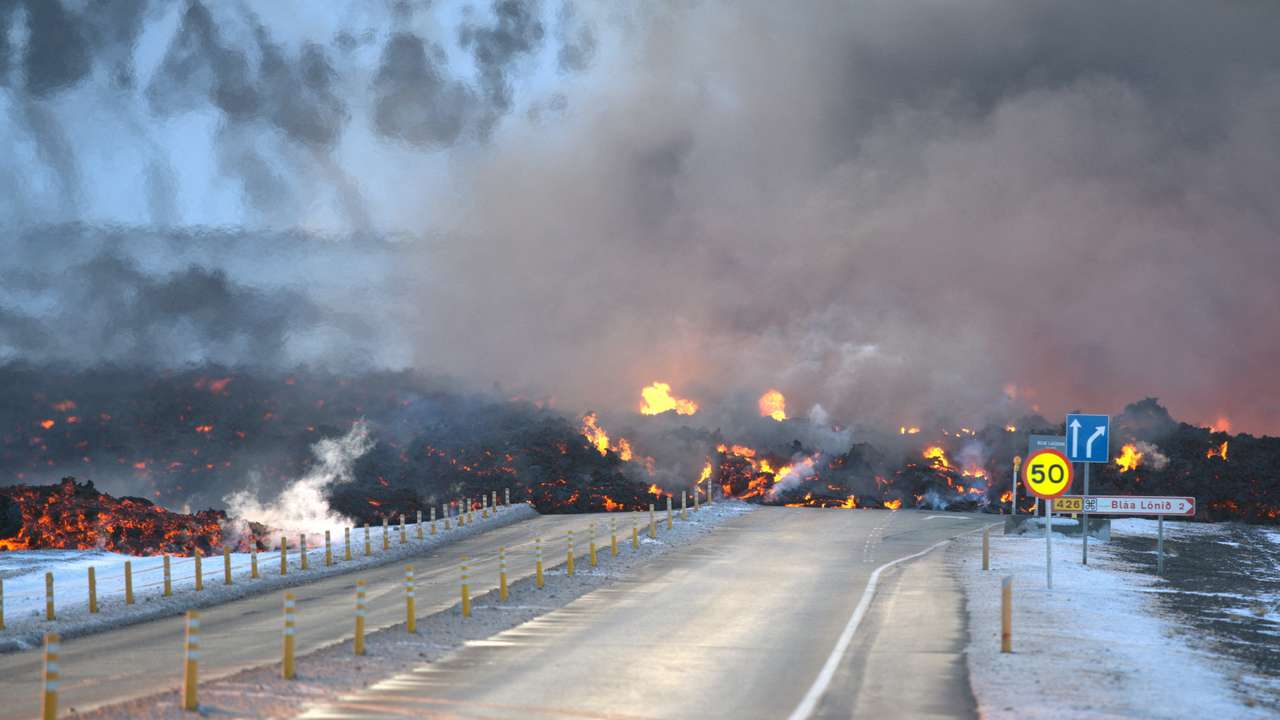 Volcanic eruption near Grindavik in Iceland