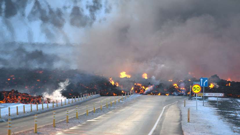 Volcanic eruption near Grindavik in Iceland