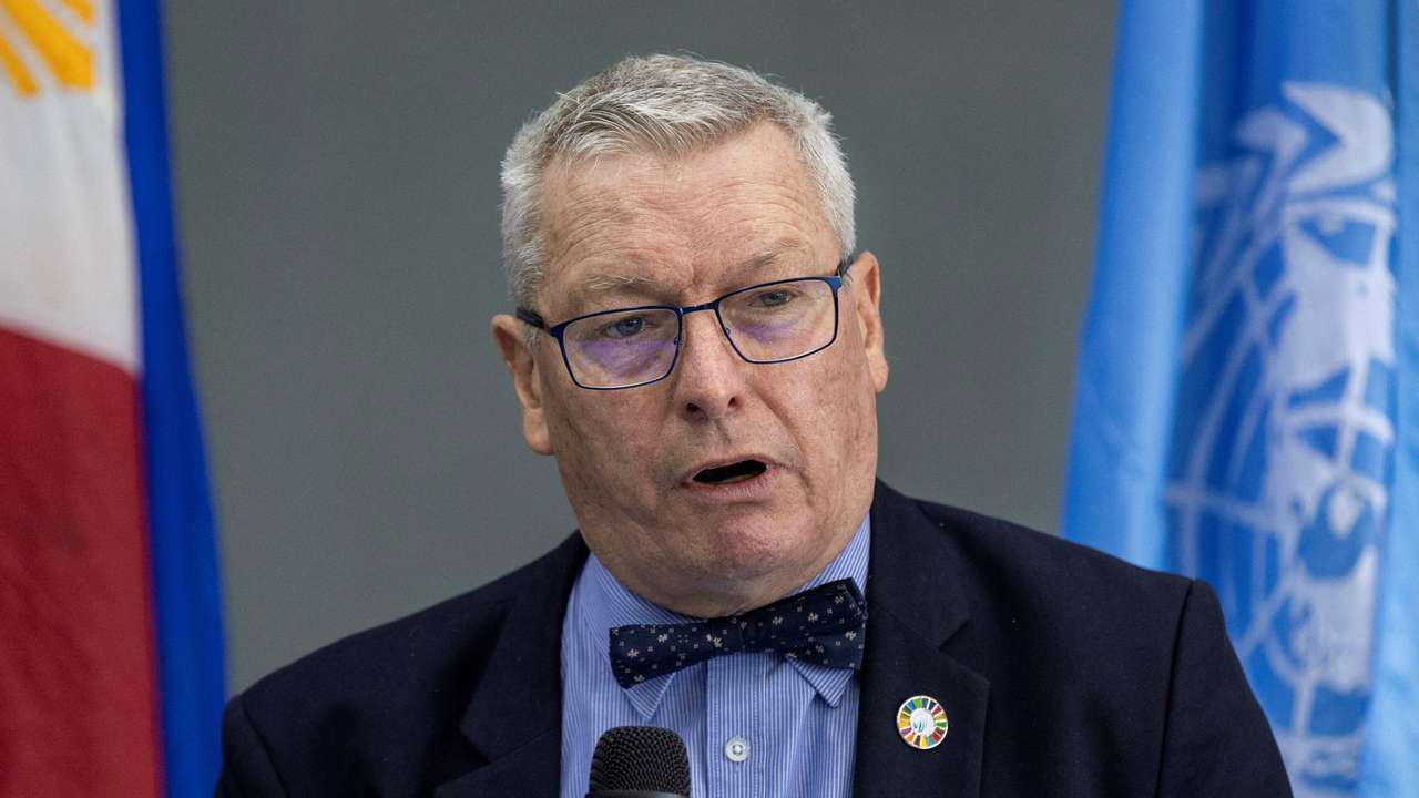 Ian Fry, the United Nations Special Rapporteur on the promotion and protection of human right, holds a presser at Manila