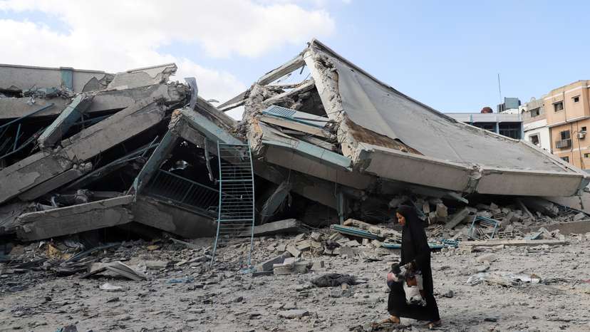 Aftermath of Israeli strikes on a UN school-turned shelter in Gaza City