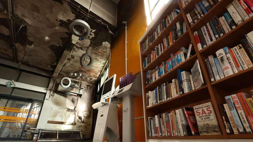 Spellow Hub library after being targeted and damaged by rioters in Liverpool