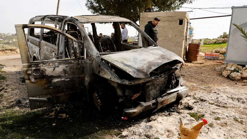 Aftermath of an Israeli settlers' attack, near Duma in Nablus