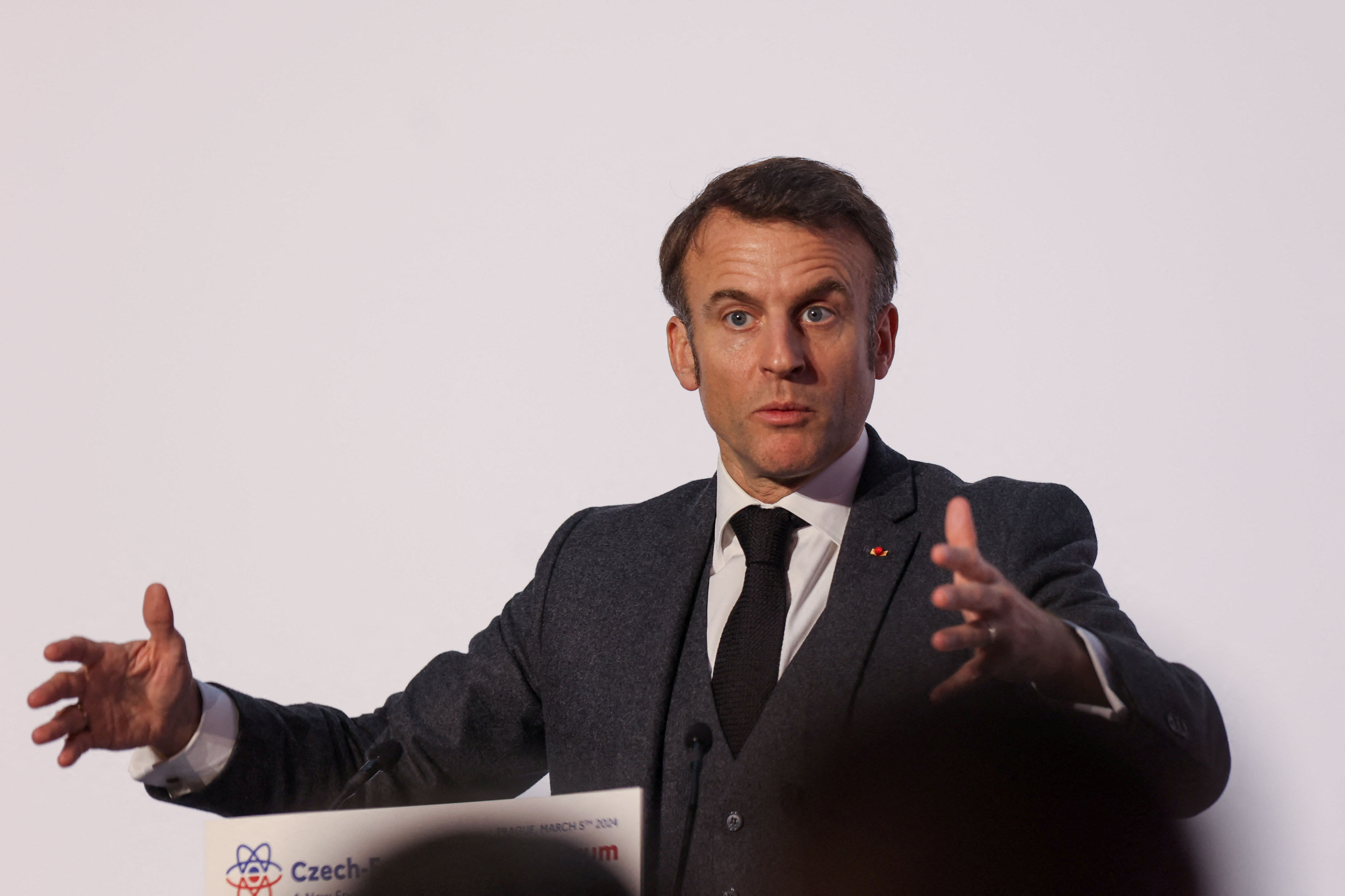 France's President Emmanuel Macron visits Prague