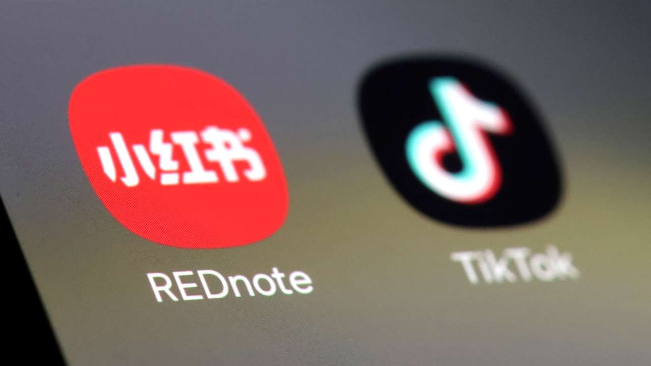 Illustration shows TikTok and RedNote apps