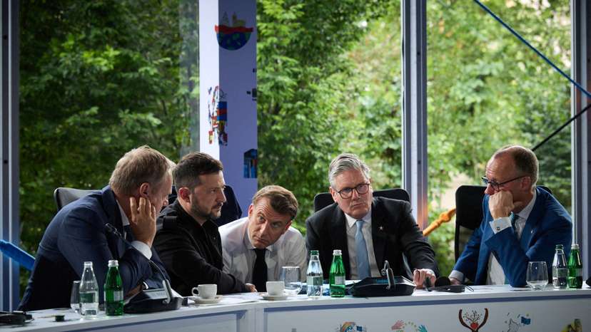 FILE PHOTO: European leaders speak with U.S. President Trump via phone in Tirana