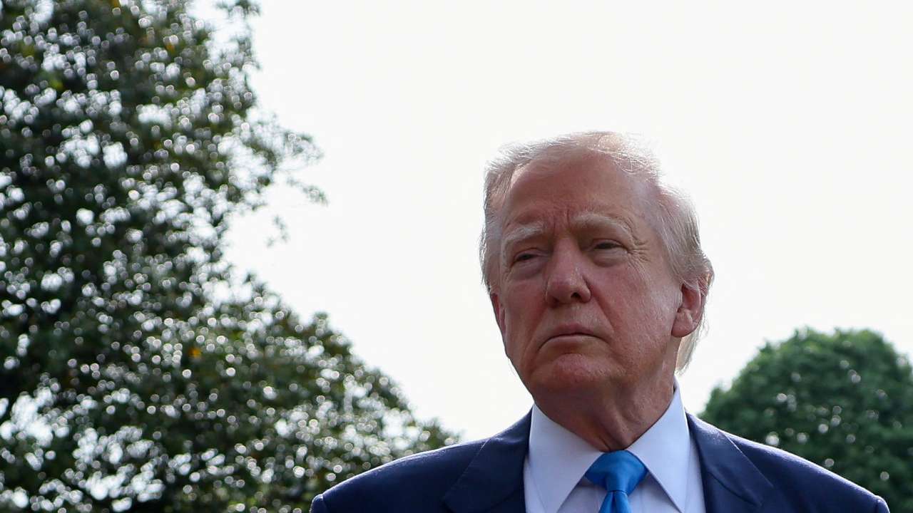 U.S. President Trump departs en route to attend Pope Francis' funeral, at the White House in Washington