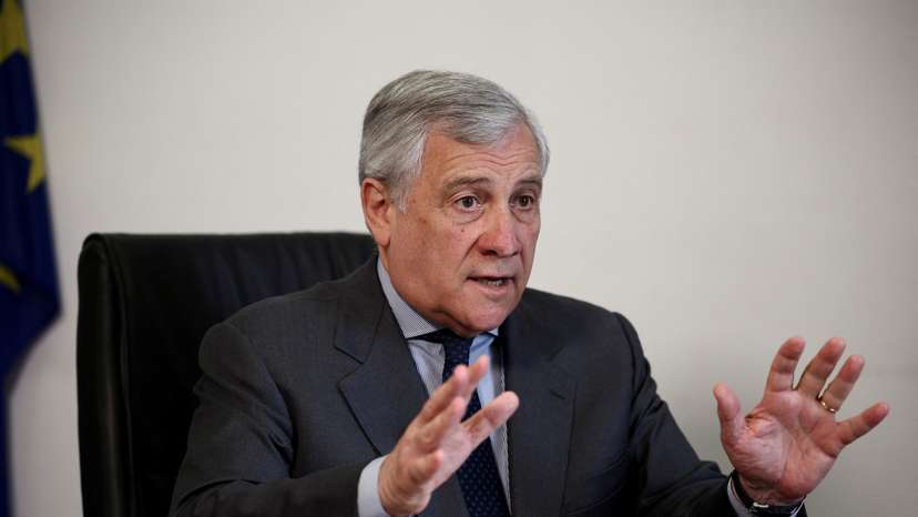 Italian Foreign Minister Antonio Tajani speaks during an interview with Reuters, in Rome