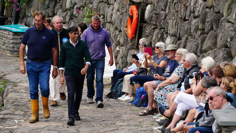 British Prime Minister Rishi Sunak campaigns for the Conservatives in North Devon