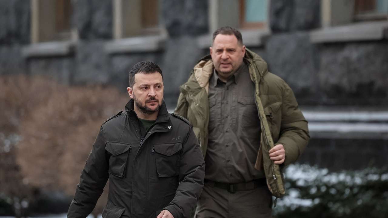 FILE PHOTO: Ukraine's President Zelenskiy amnd Head of Presidential Office Yermak in Kyiv