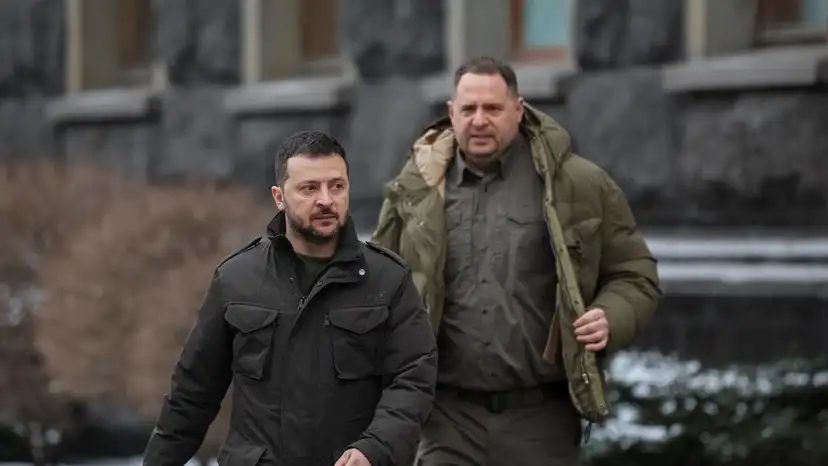 FILE PHOTO: Ukraine's President Zelenskiy amnd Head of Presidential Office Yermak in Kyiv