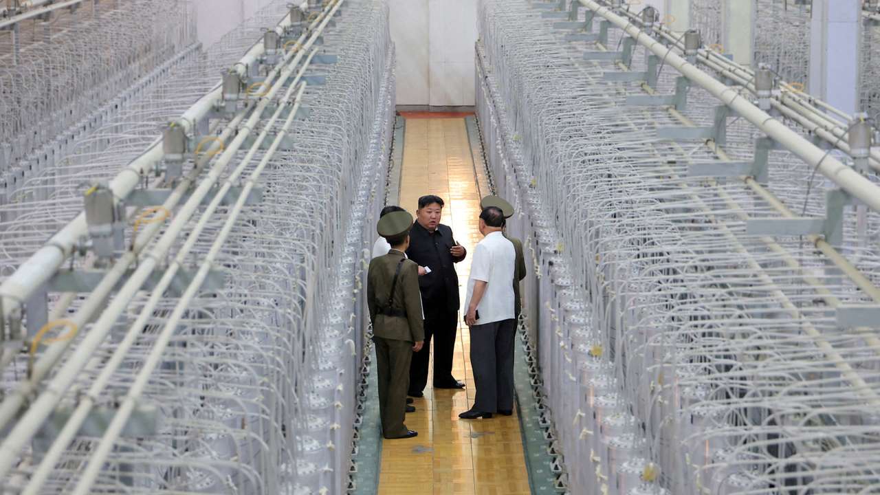 North Korean leader Kim Jong Un tours facilities during a visit to the Nuclear Weapons Institute and the production base of weapon-grade nuclear materials