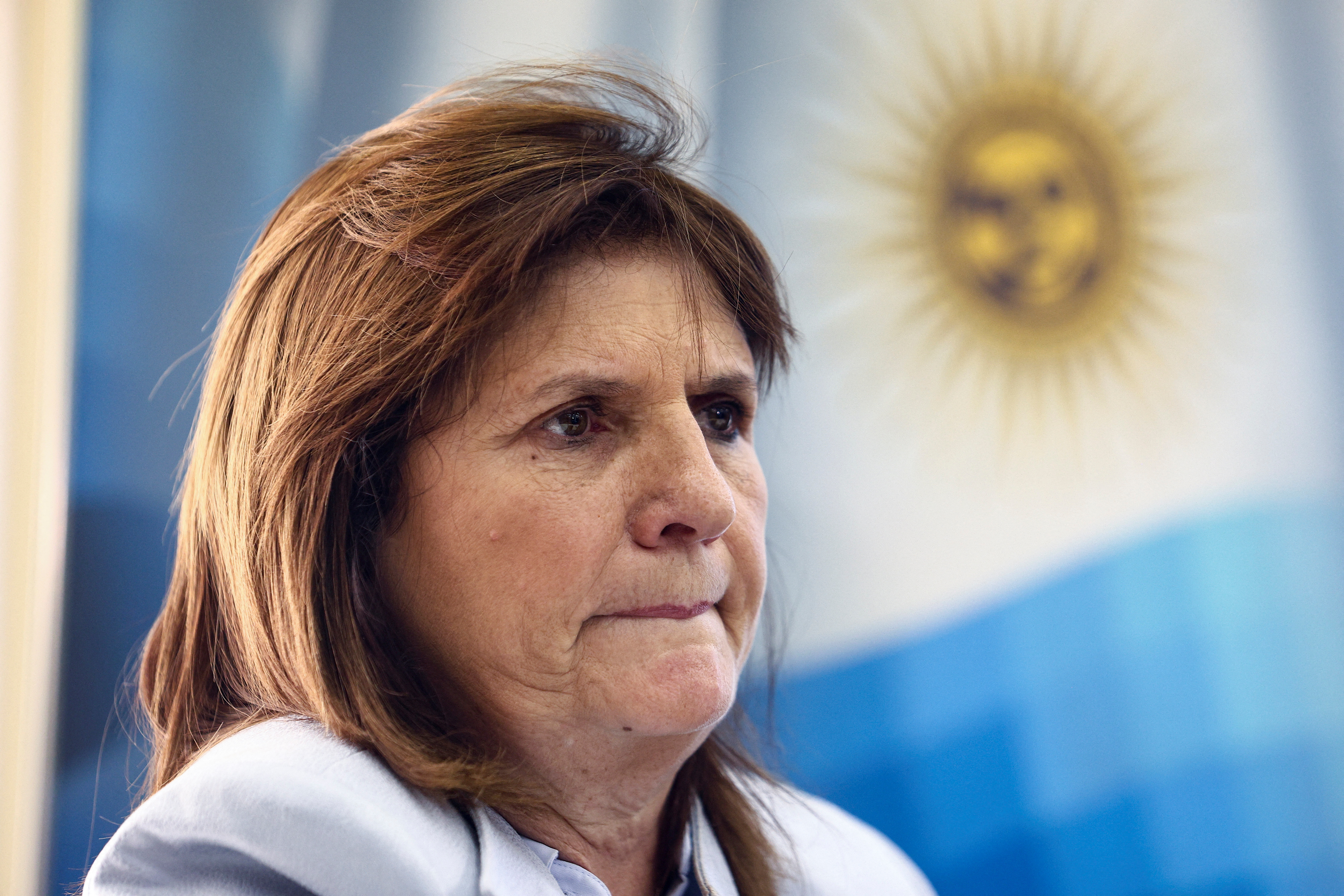 Patricia Bullrich attends a press conference, in Buenos Aires