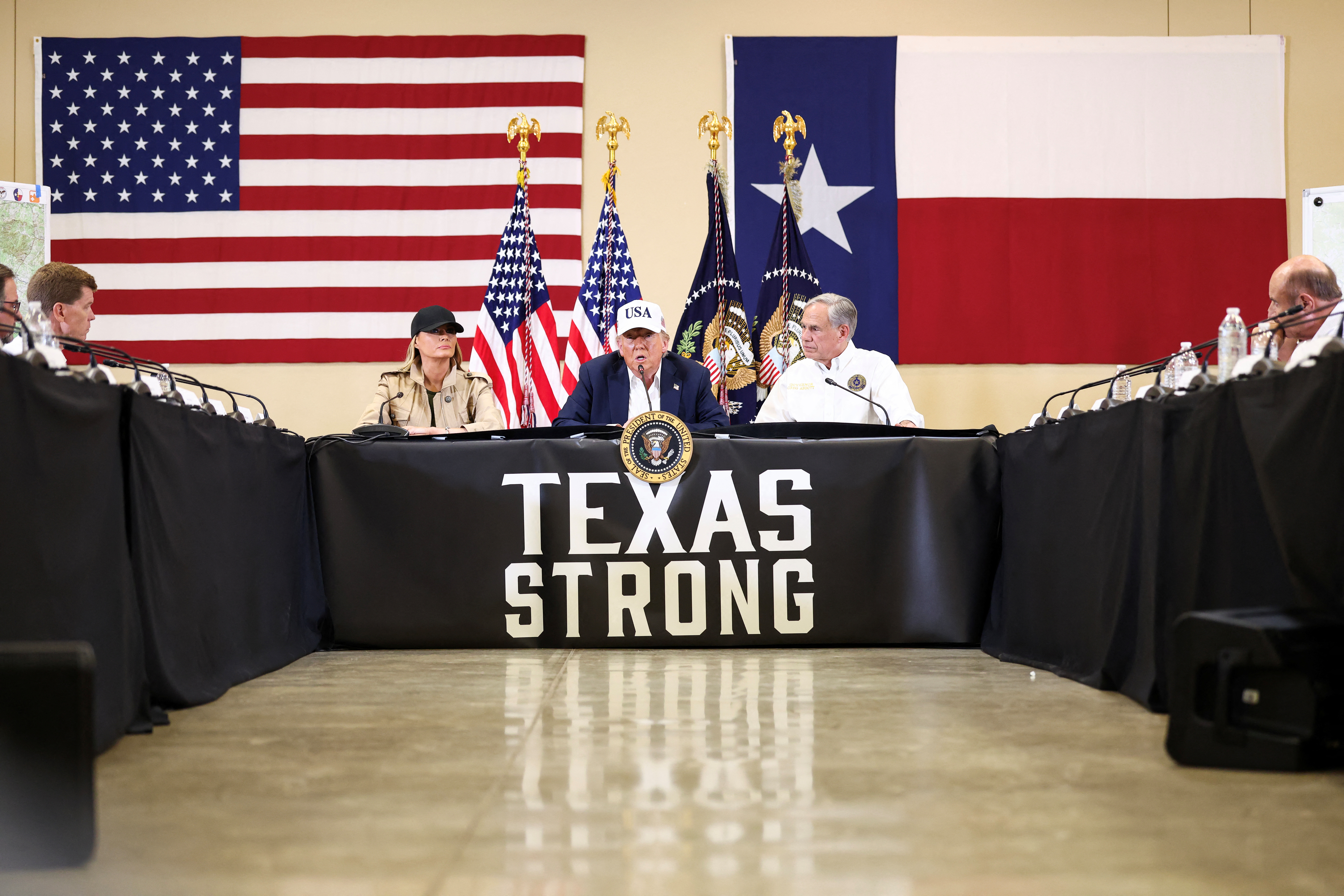 U.S. President Donald Trump visits flood affected areas of Texas