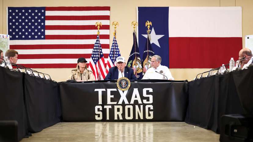 U.S. President Donald Trump visits flood affected areas of Texas