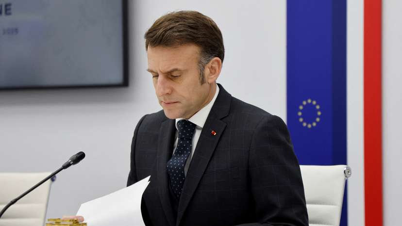 France's President Macron holds a video meeting gathering European Union (EU) 27 at the Elysee presidential palace, in Paris