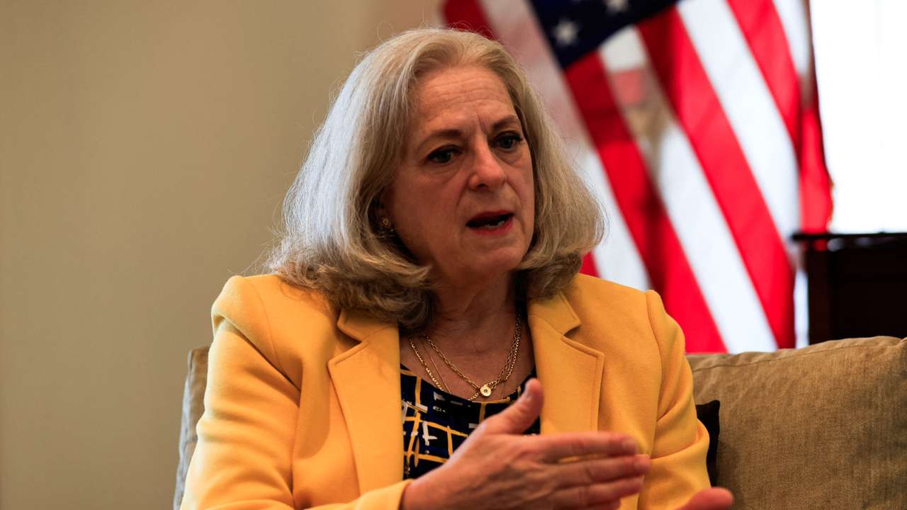 United States Ambassador to Iraq Alina Romanowski speaks during an interview with Reuters at the U.S. embassy in Baghdad