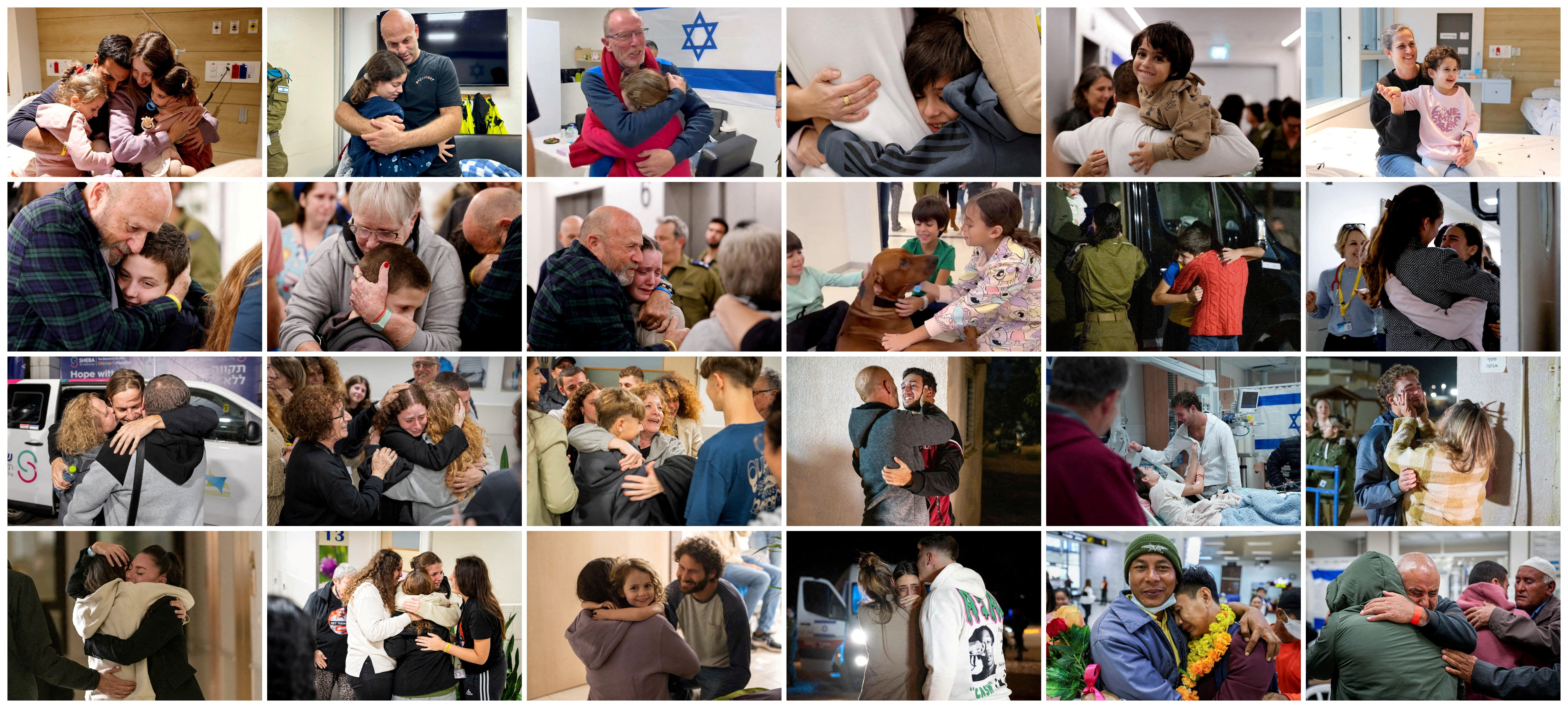 FILE PHOTO: combination picture shows people taken hostage by Hamas and released as part of a deal with Israel