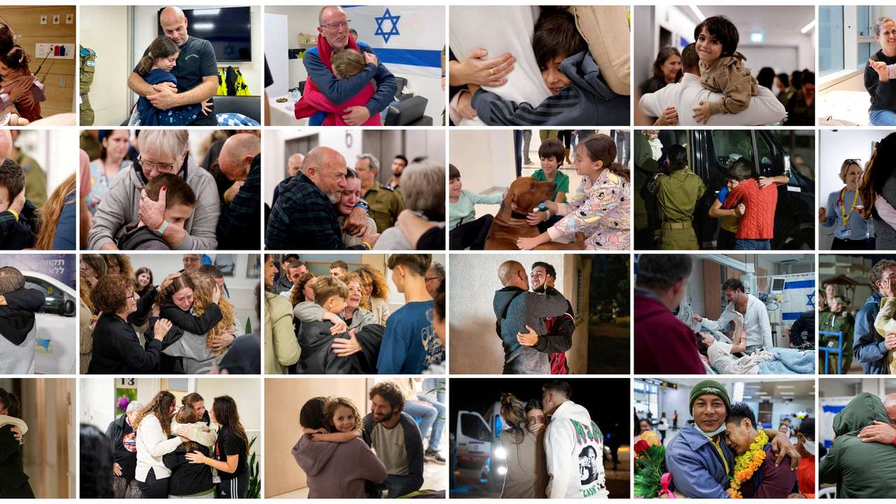FILE PHOTO: combination picture shows people taken hostage by Hamas and released as part of a deal with Israel