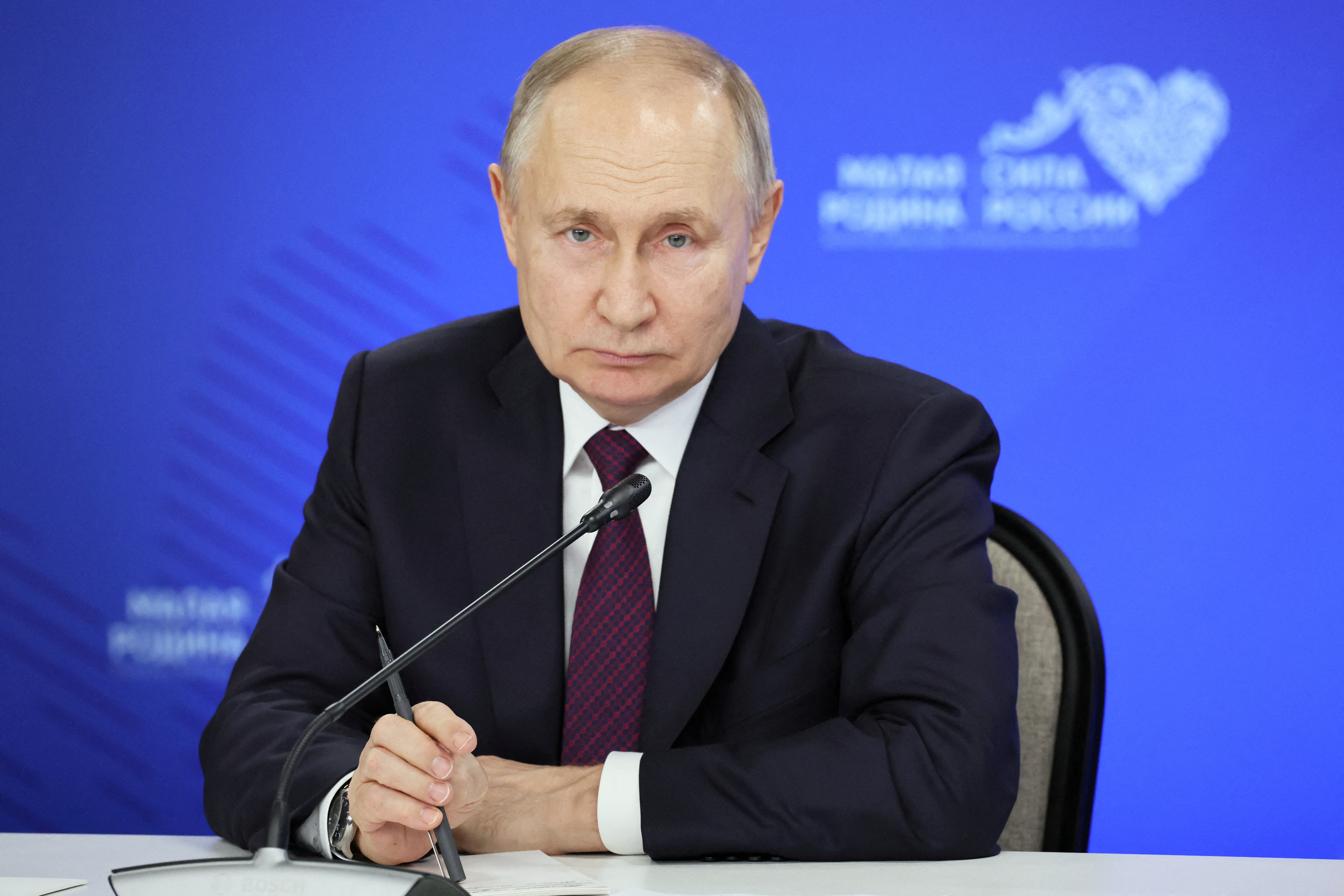 Russian President Vladimir Putin attends the all-Russian municipal forum in the town of Odintsovo in Moscow region