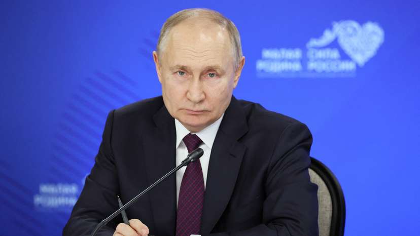 Russian President Vladimir Putin attends the all-Russian municipal forum in the town of Odintsovo in Moscow region