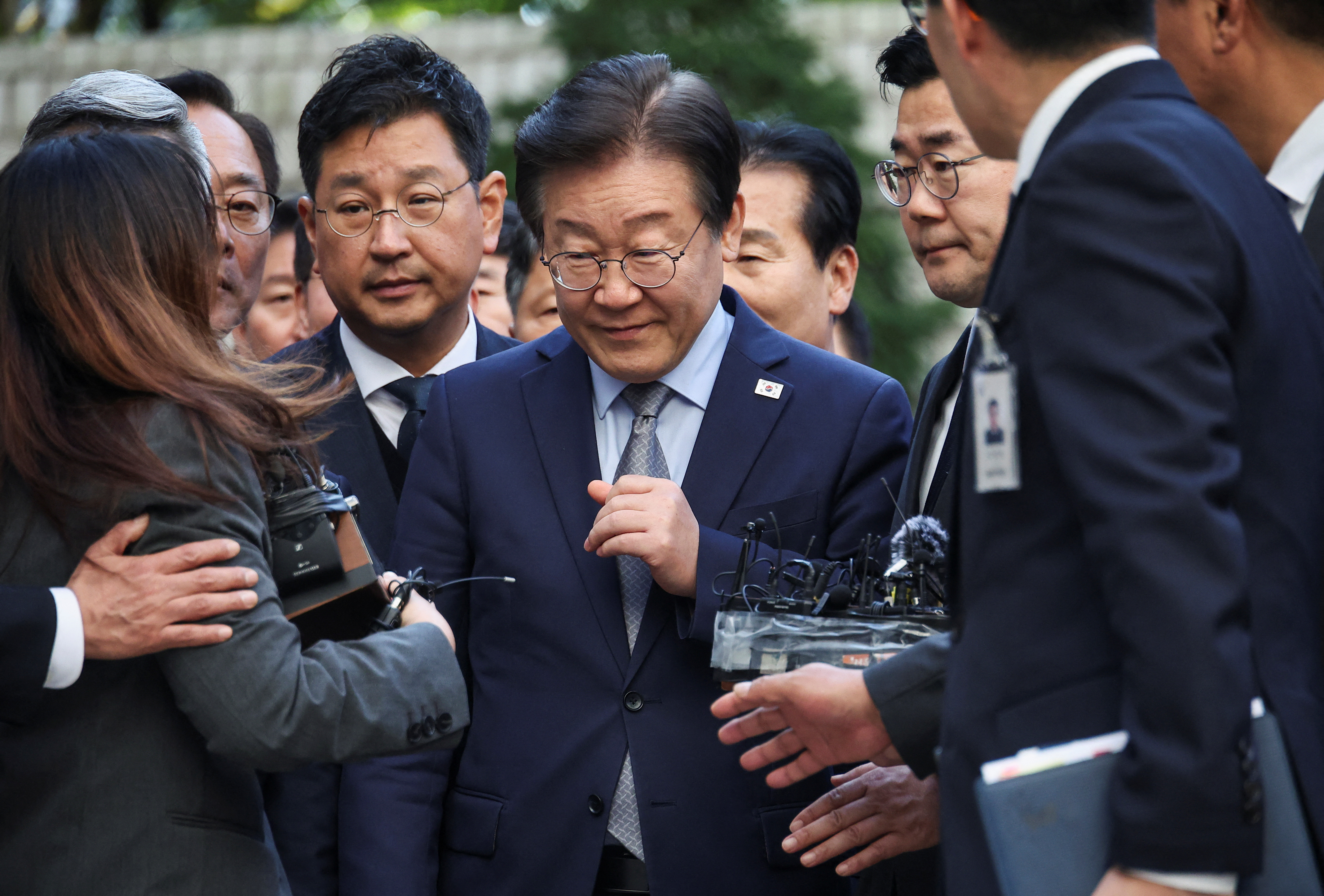 South Korea's main opposition Democratic Party leader Lee Jae-myung arrives at a court, in Seoul