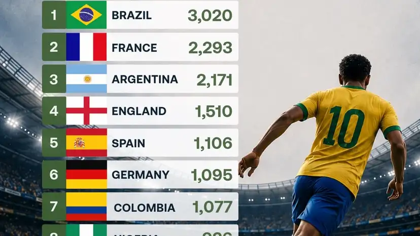 Brazil leads the world in exporting football talent