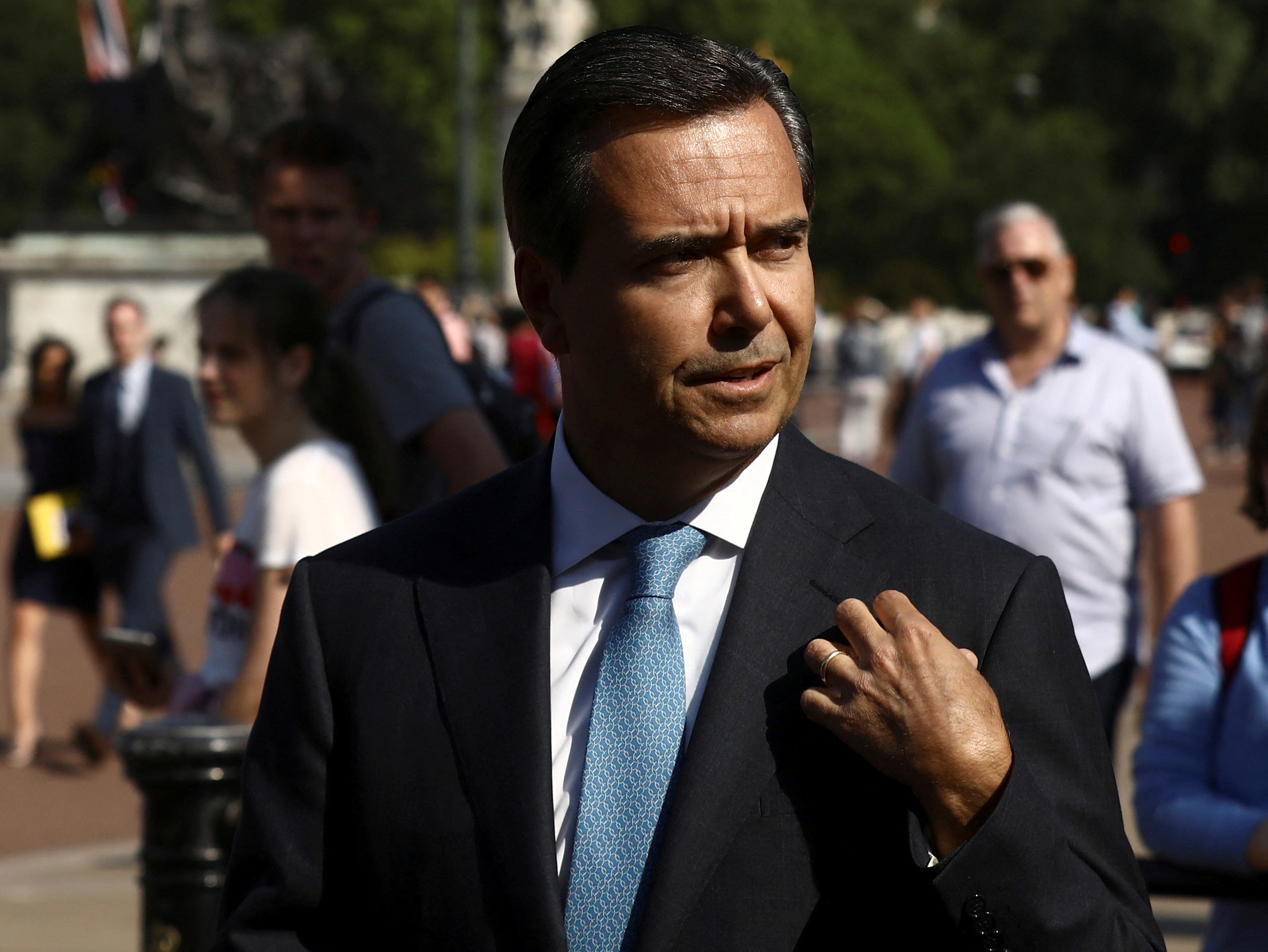 FILE PHOTO: Antonio Horta Osorio, CEO of Lloyds Banking Group, arrives at a garden party at Buckingham Palace, London