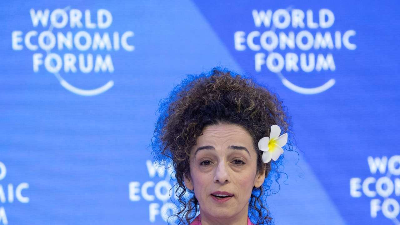 FILE PHOTO: Journalist and Activist Alinejad attends a session during the World Economic Forum in Davos