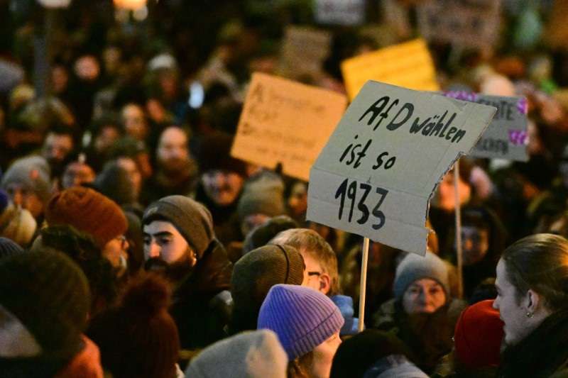 People protest against the Alternative for Germany party (AfD), in Cologne