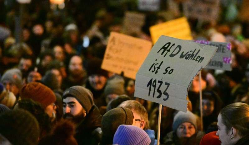 People protest against the Alternative for Germany party (AfD), in Cologne