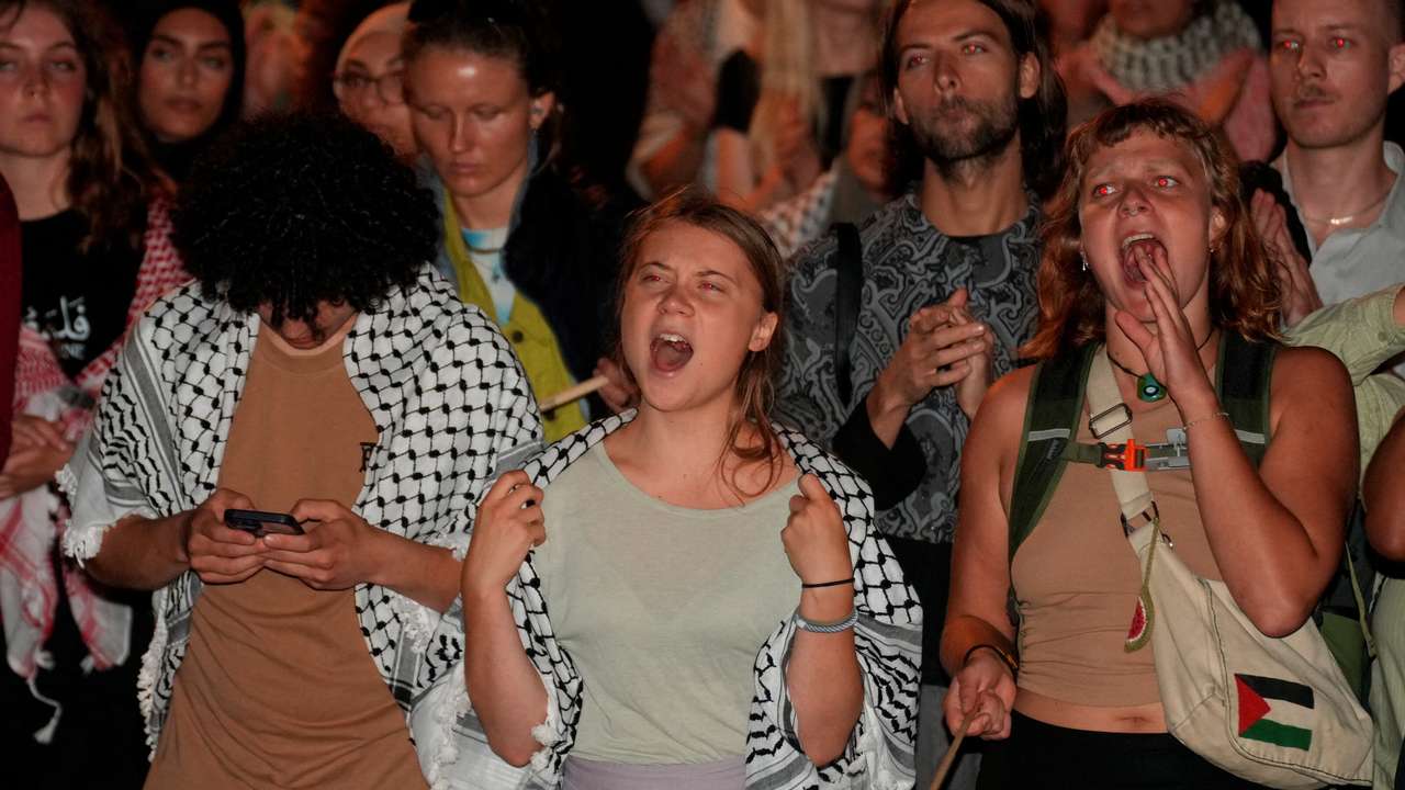 Greta Thunberg detained by Danish police at pro-Palestinian protest