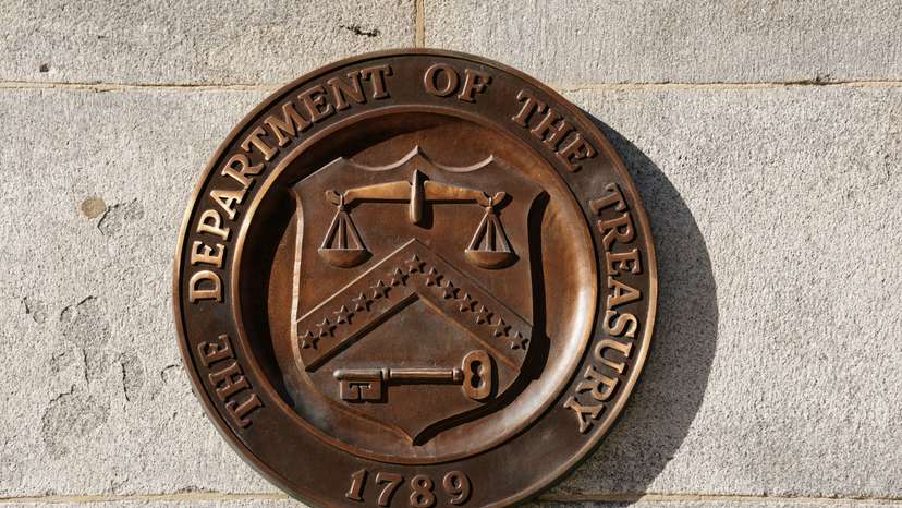 FILE PHOTO: The U.S Treasury building in Washington.